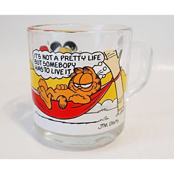 2 Vintage Garfield McDonald's Collector Series Clear Glass Handled Mugs - Picture 3 of 6